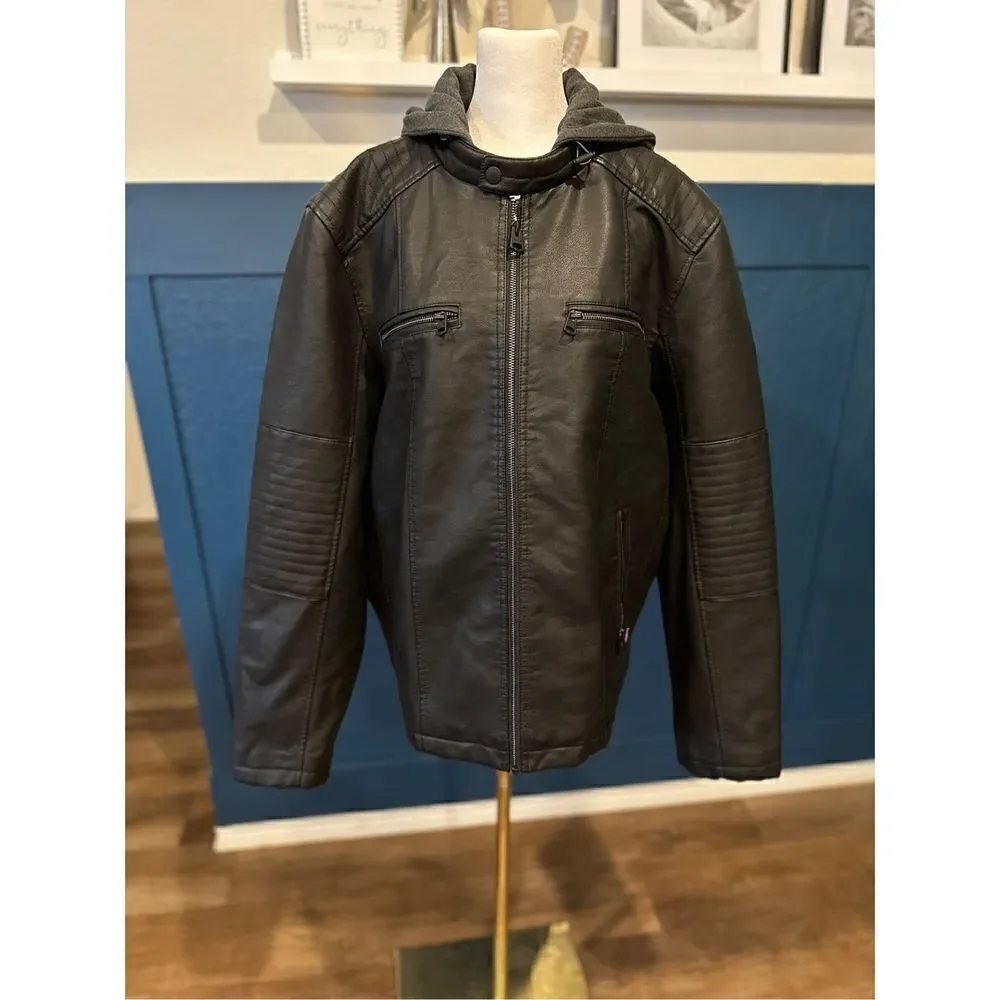 Men's Levi's® Faux-Leather Hooded Racer Jacket